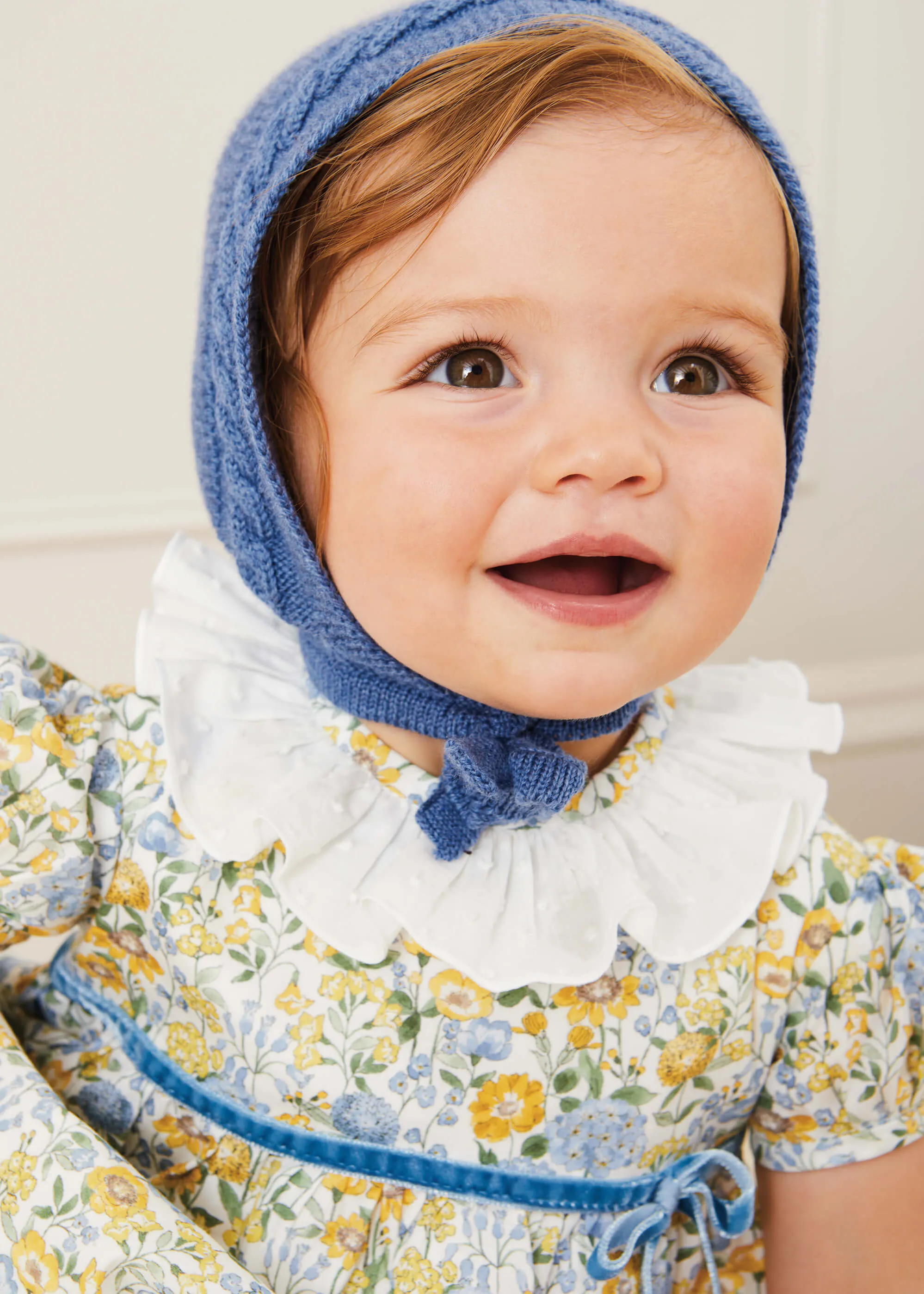 Cable Detail Knitted Bonnet In Blue (S-L)