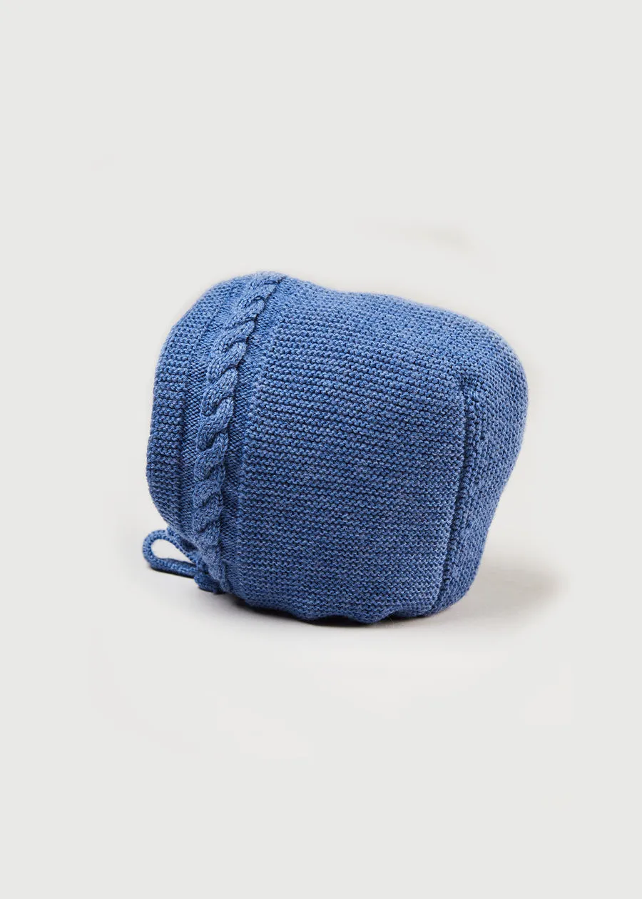 Cable Detail Knitted Bonnet In Blue (S-L)