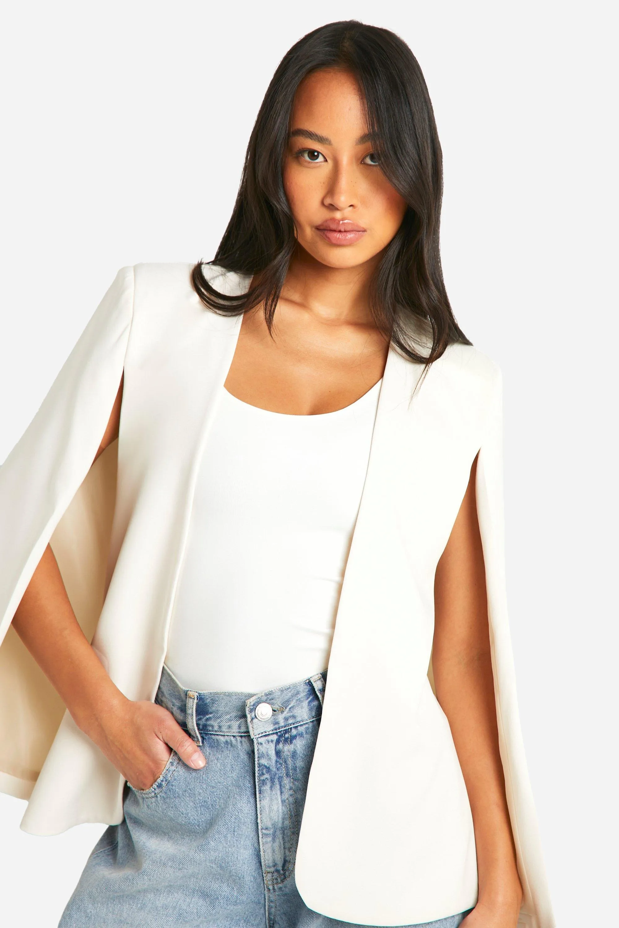 Cape Detail Tailored Blazer