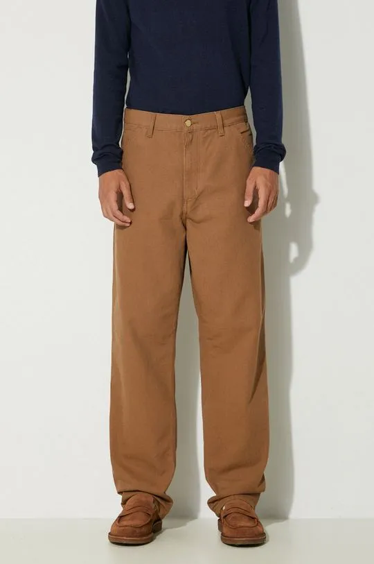 Carhartt WIP cotton trousers Single Knee Pant brown color I031497.HZ02