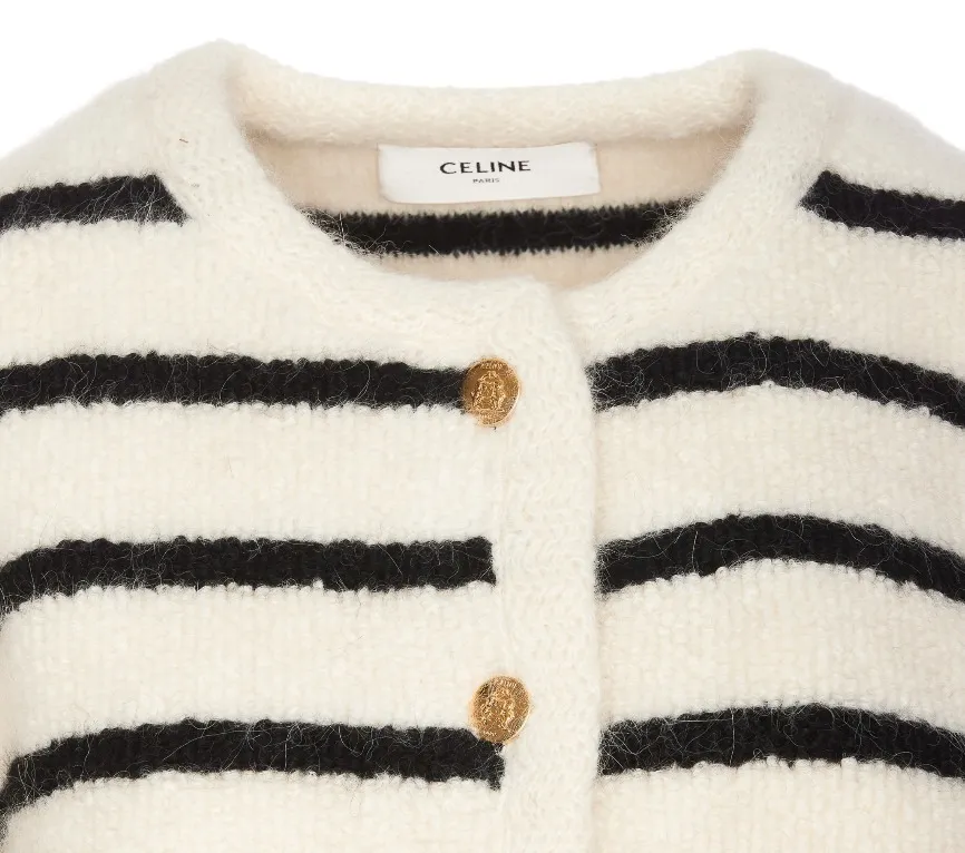 CELINE  |striped triomphe polo in fine wool