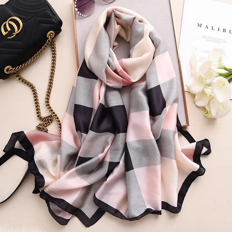 Checkered & Trimmed Ultrasoft Lightweight Scarf