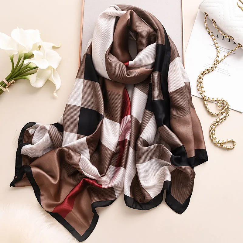 Checkered & Trimmed Ultrasoft Lightweight Scarf