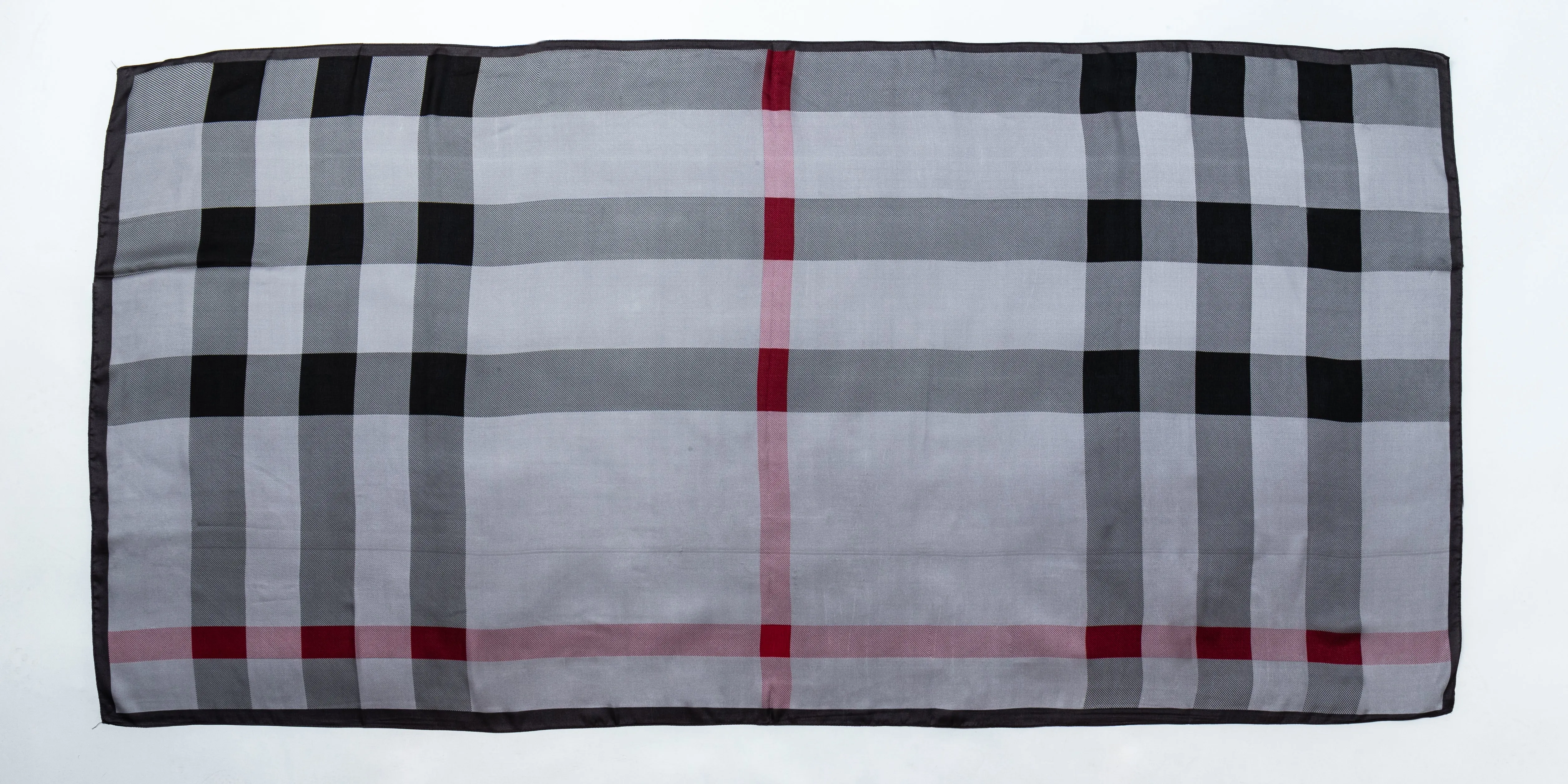 Checkered & Trimmed Ultrasoft Lightweight Scarf