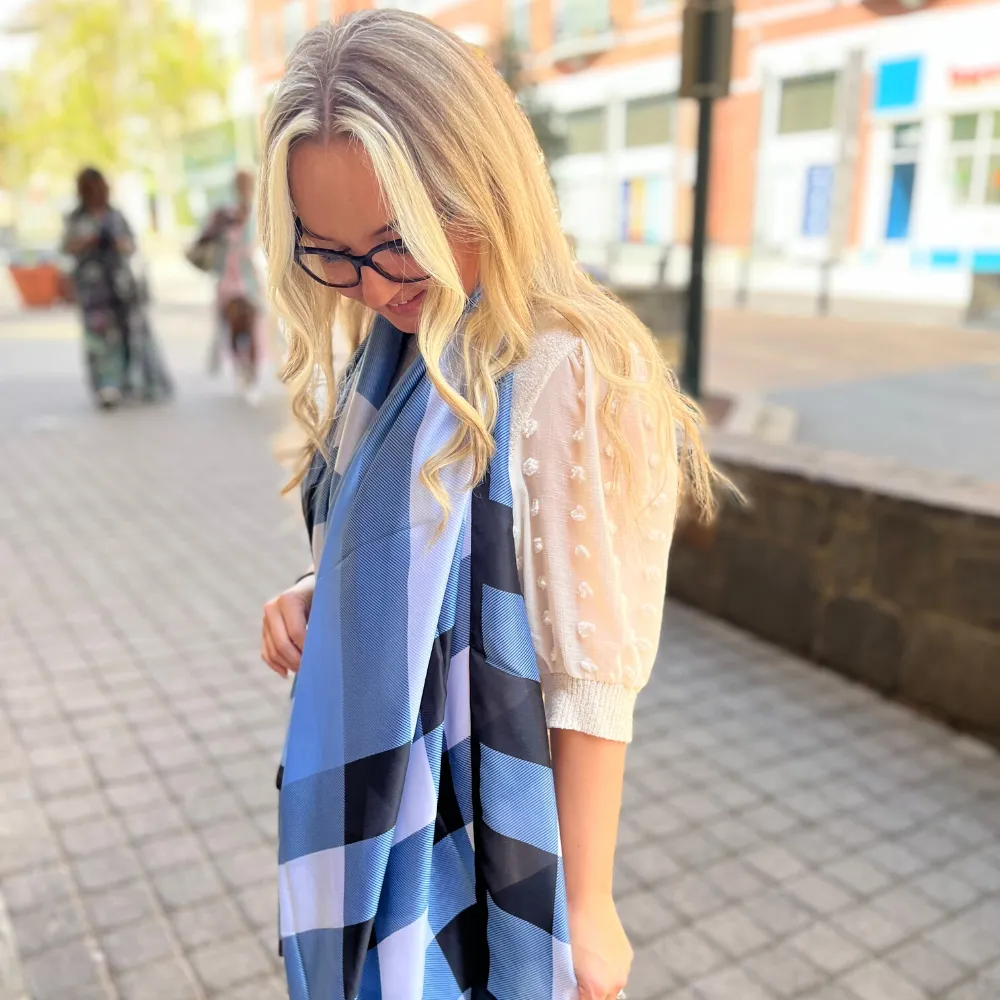 Checkered & Trimmed Ultrasoft Lightweight Scarf