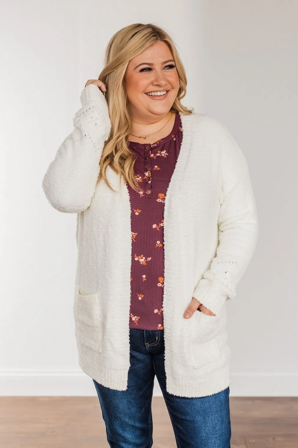 Cold Hands Warm Heart Knit Cardigan- Ivory