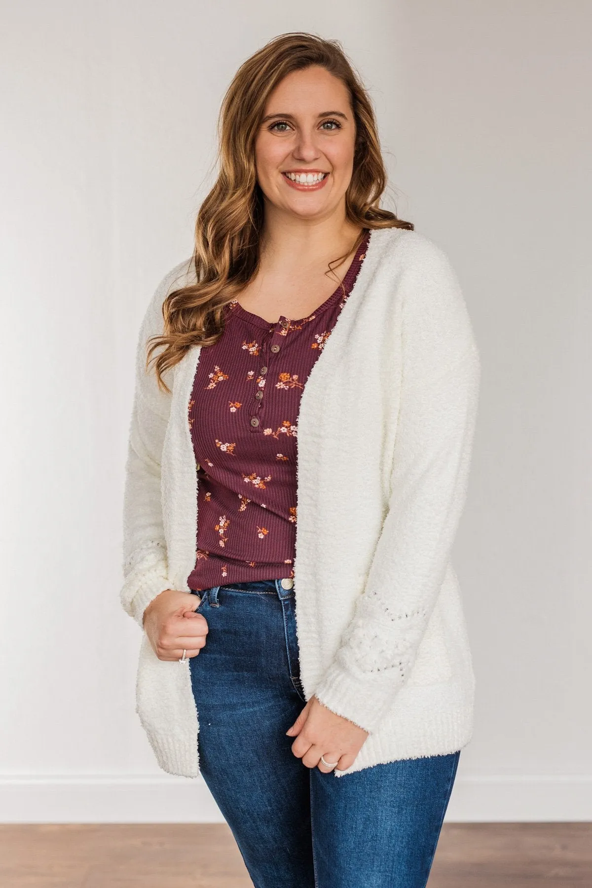 Cold Hands Warm Heart Knit Cardigan- Ivory