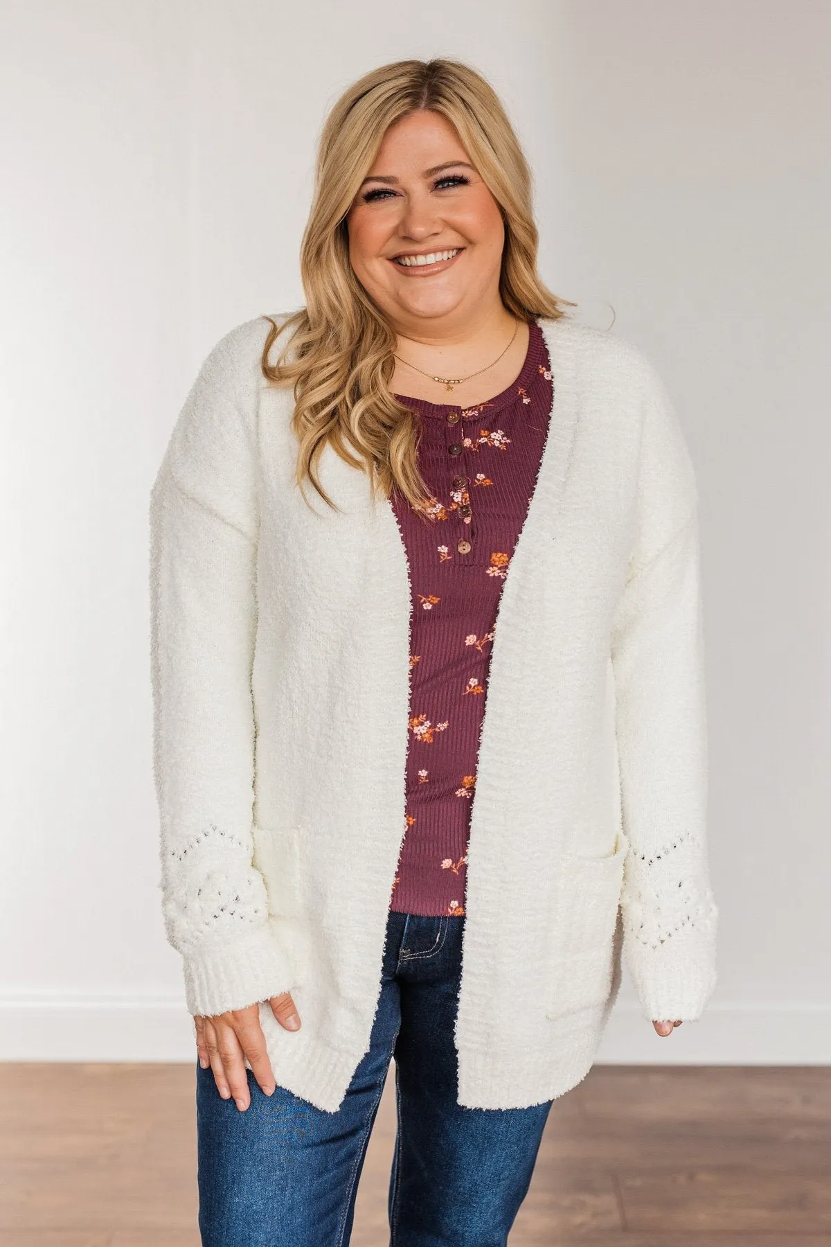 Cold Hands Warm Heart Knit Cardigan- Ivory