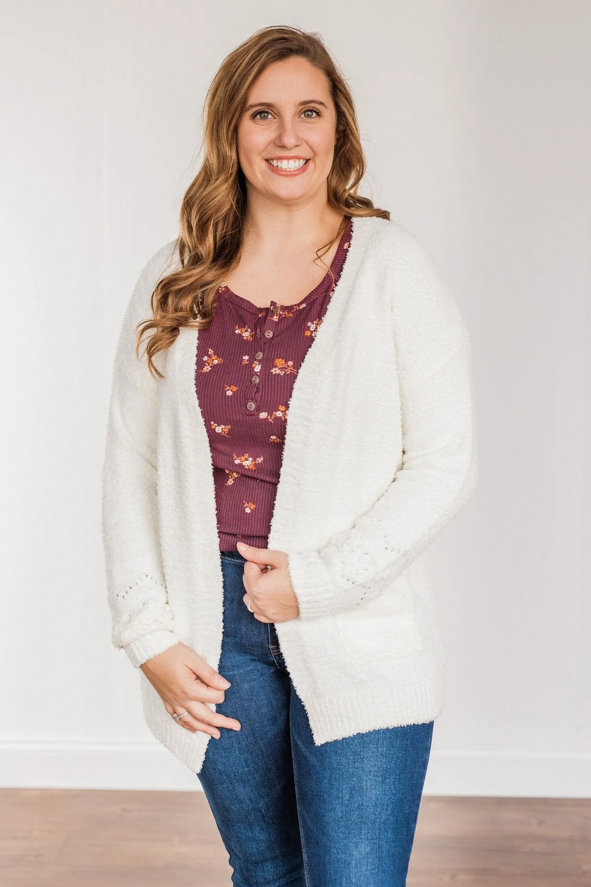 Cold Hands Warm Heart Knit Cardigan- Ivory