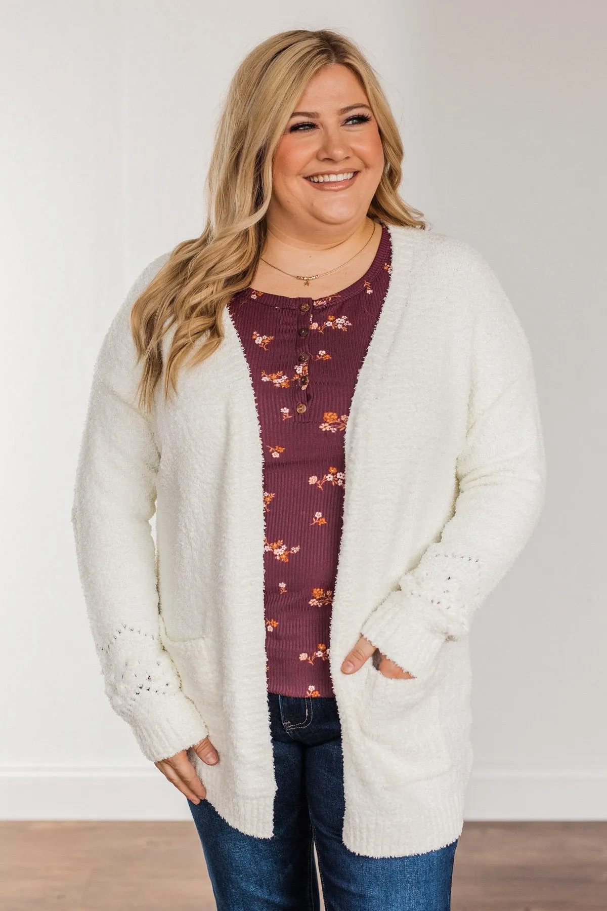 Cold Hands Warm Heart Knit Cardigan- Ivory