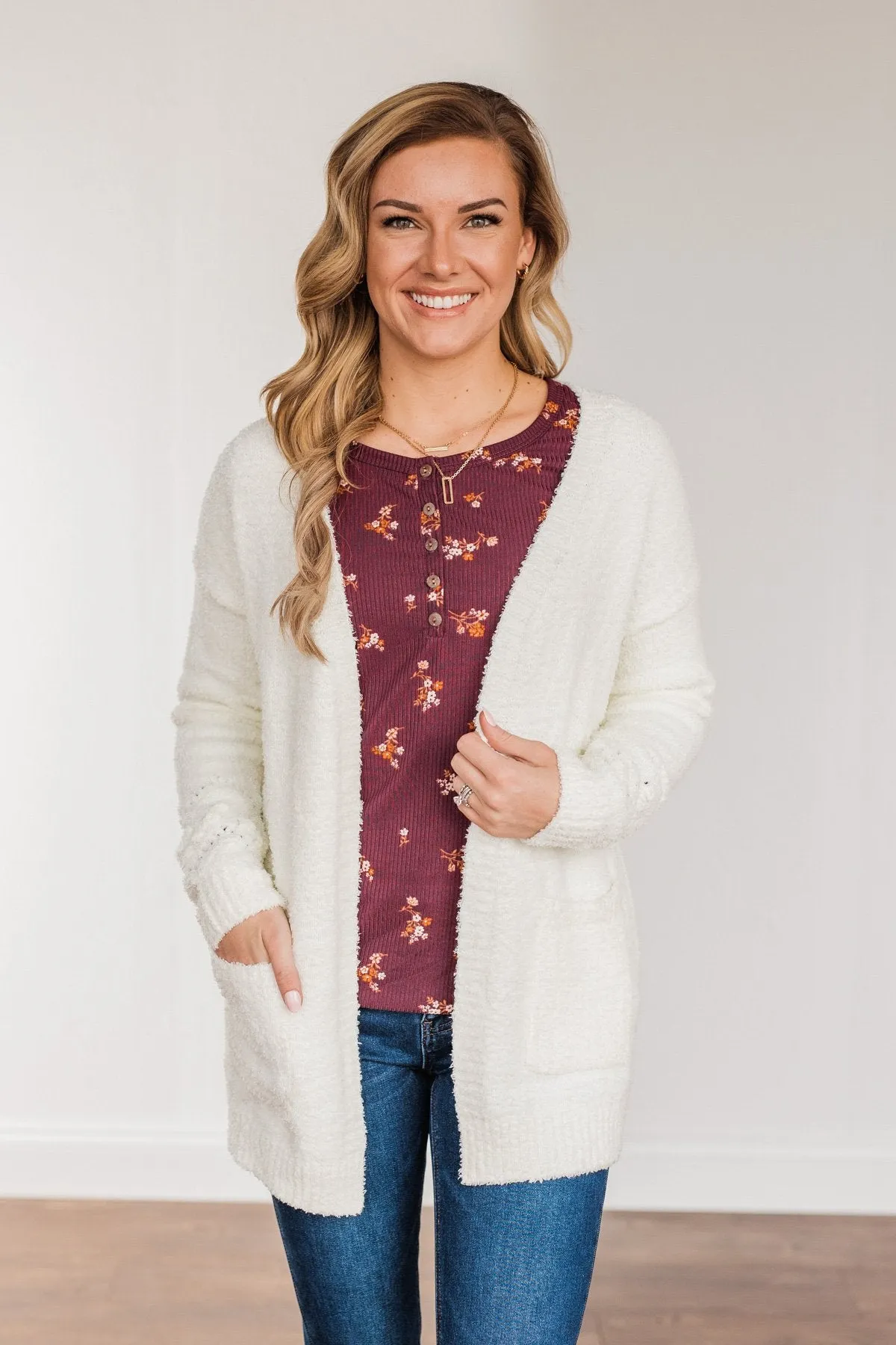 Cold Hands Warm Heart Knit Cardigan- Ivory