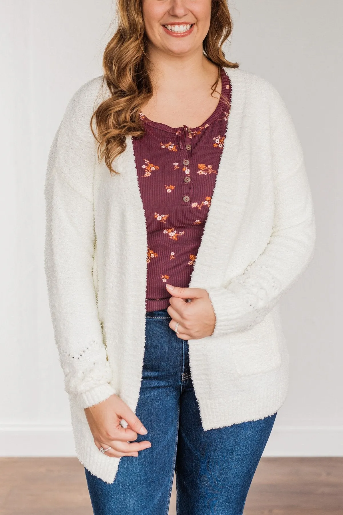 Cold Hands Warm Heart Knit Cardigan- Ivory