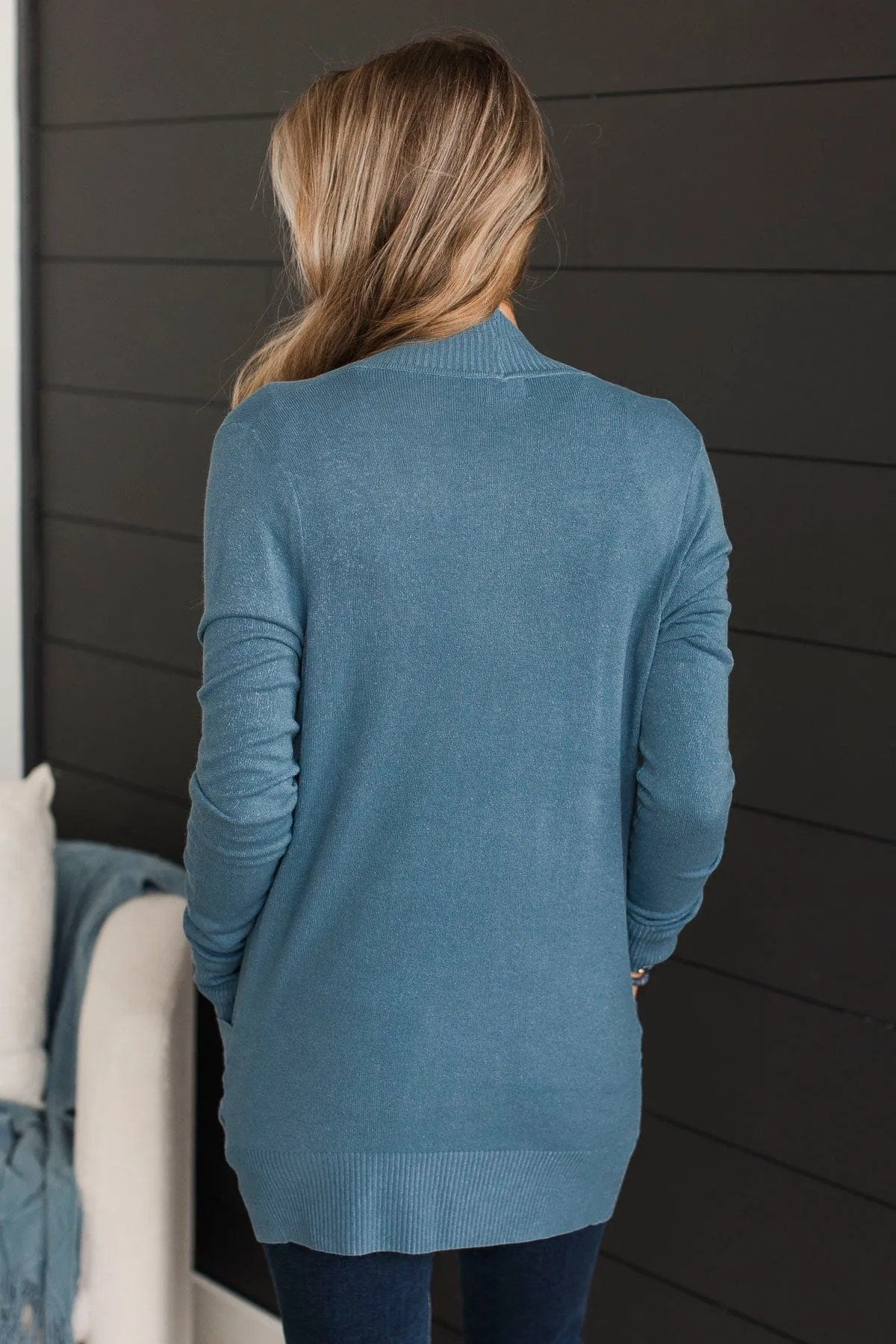 Comfortable With Myself Knit Cardigan- Slate Blue