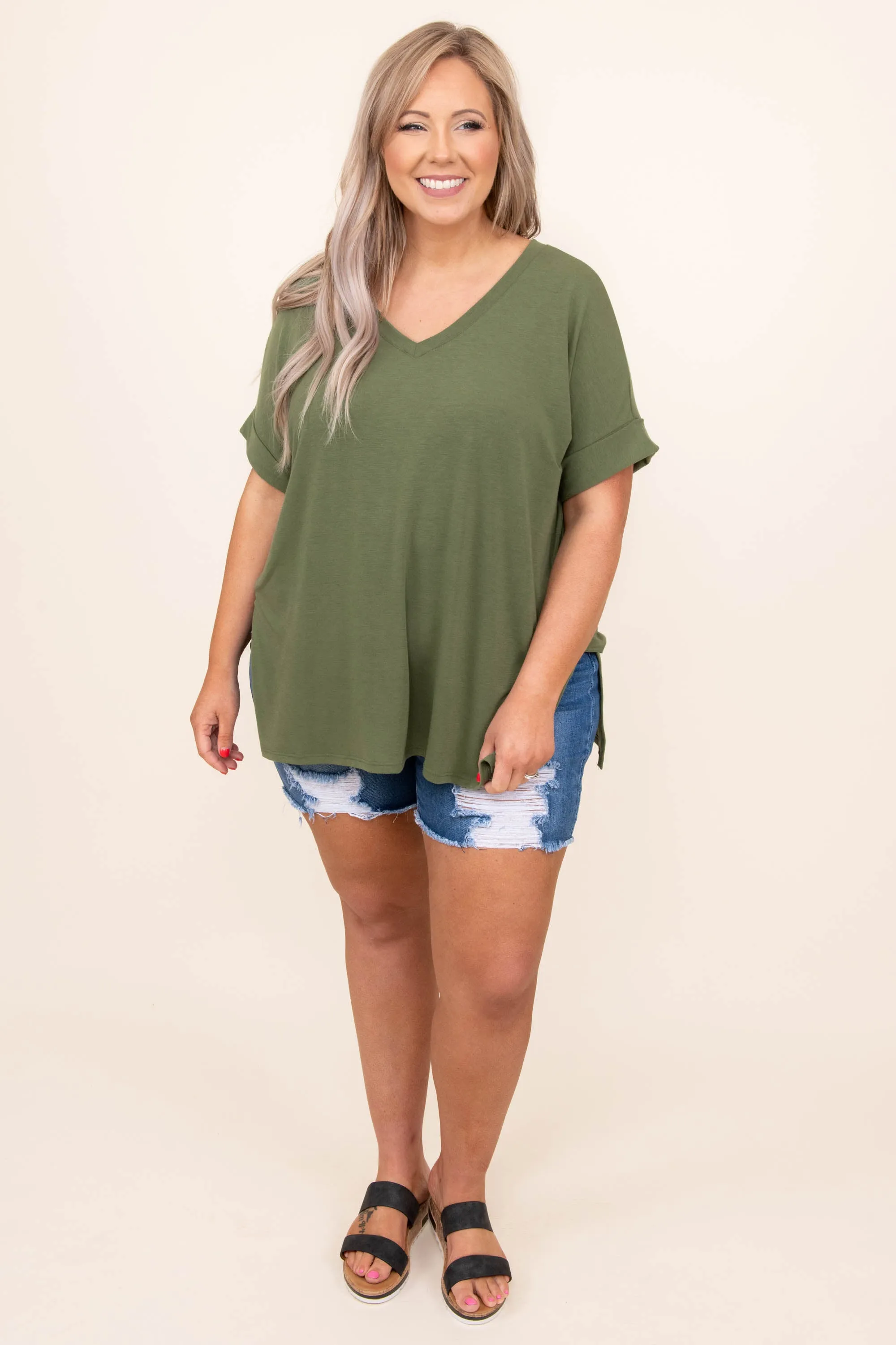 Comfy Travels Top, Ash Olive