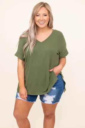 Comfy Travels Top, Ash Olive