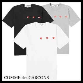 COMME des GARCONS  |Crew Neck Pullovers Heart Unisex Street Style Cotton