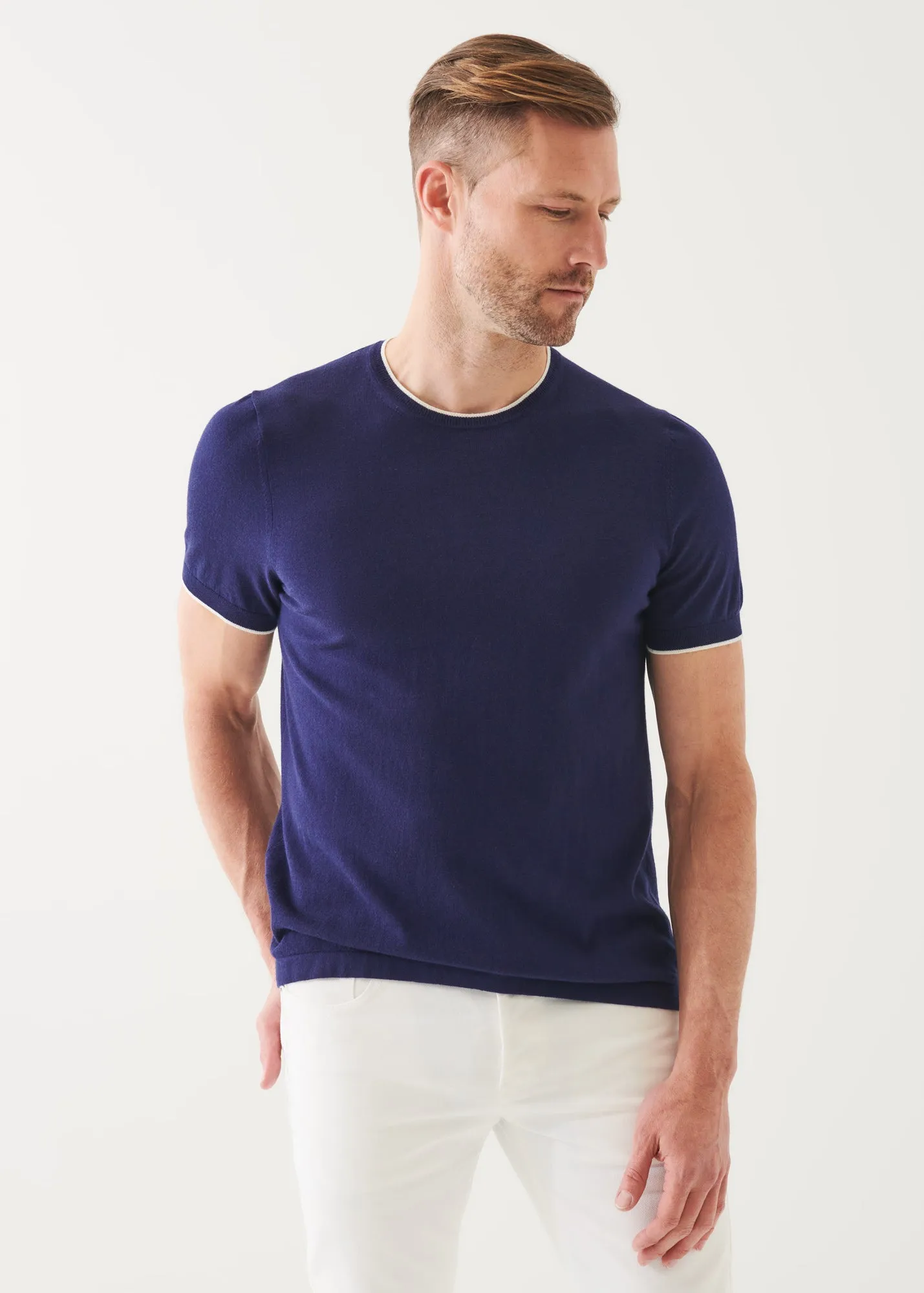 COTTON BLEND SHORT SLEEVE CREWNECK