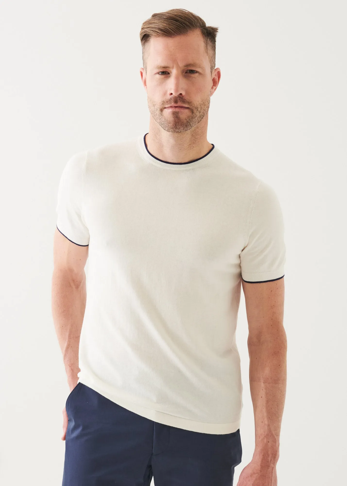 COTTON BLEND SHORT SLEEVE CREWNECK