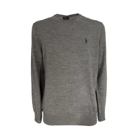 CREW NECK MERINO WOOL JUMPER Man Light grey