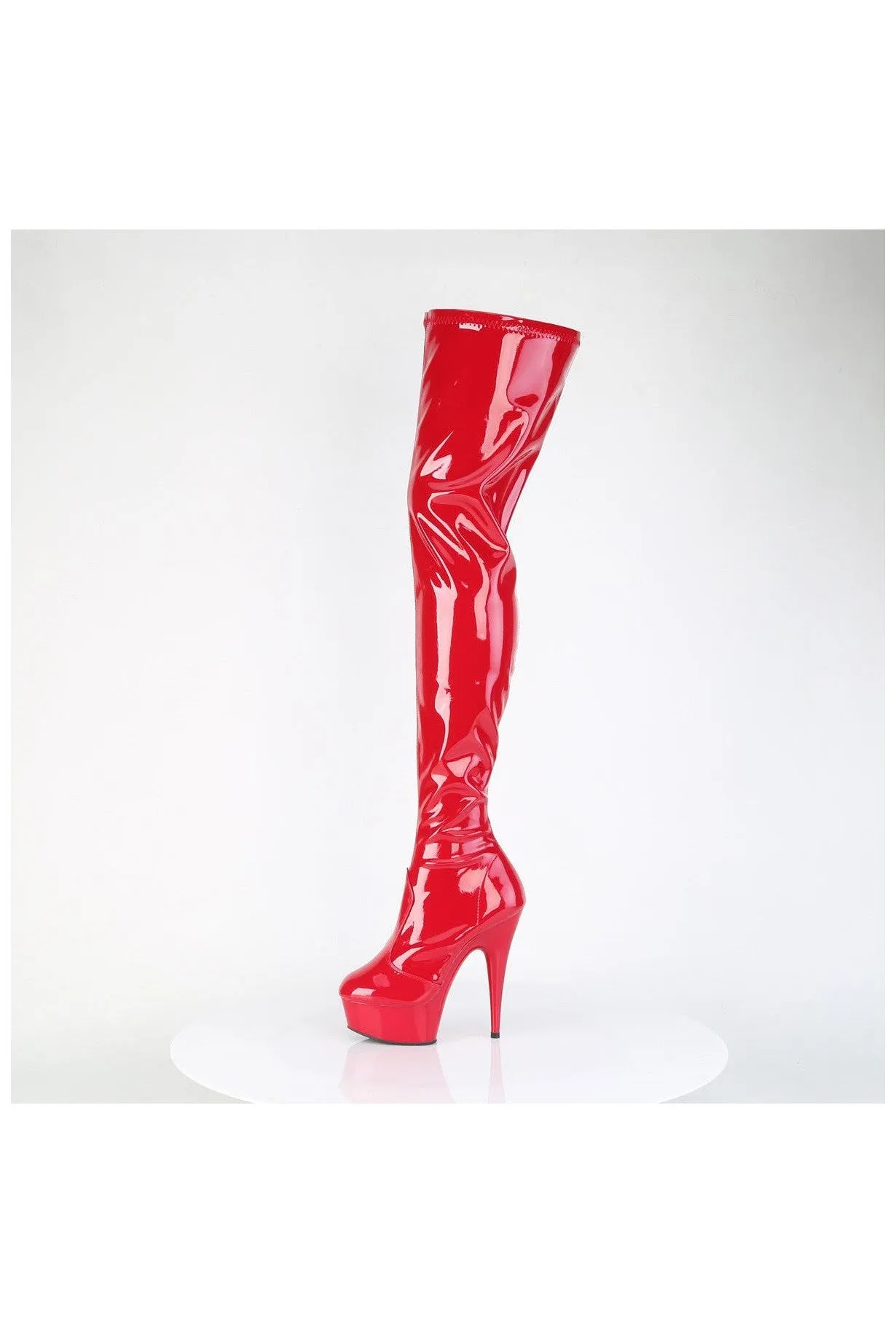 DELIGHT-4000 Red Patent Thigh Boot