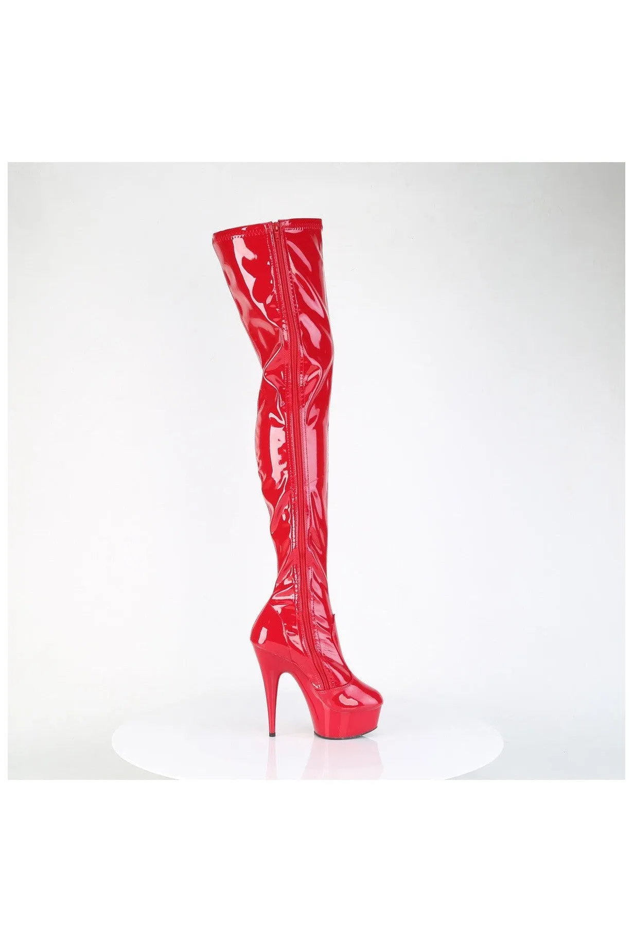 DELIGHT-4000 Red Patent Thigh Boot