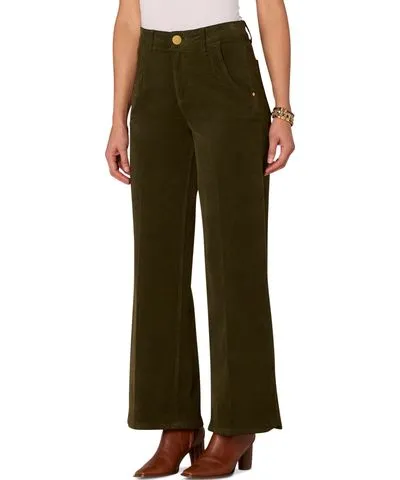 Democracy Petite AbSolution Skyrise Corduroy Tulip-Hem Wide-Leg Jeans