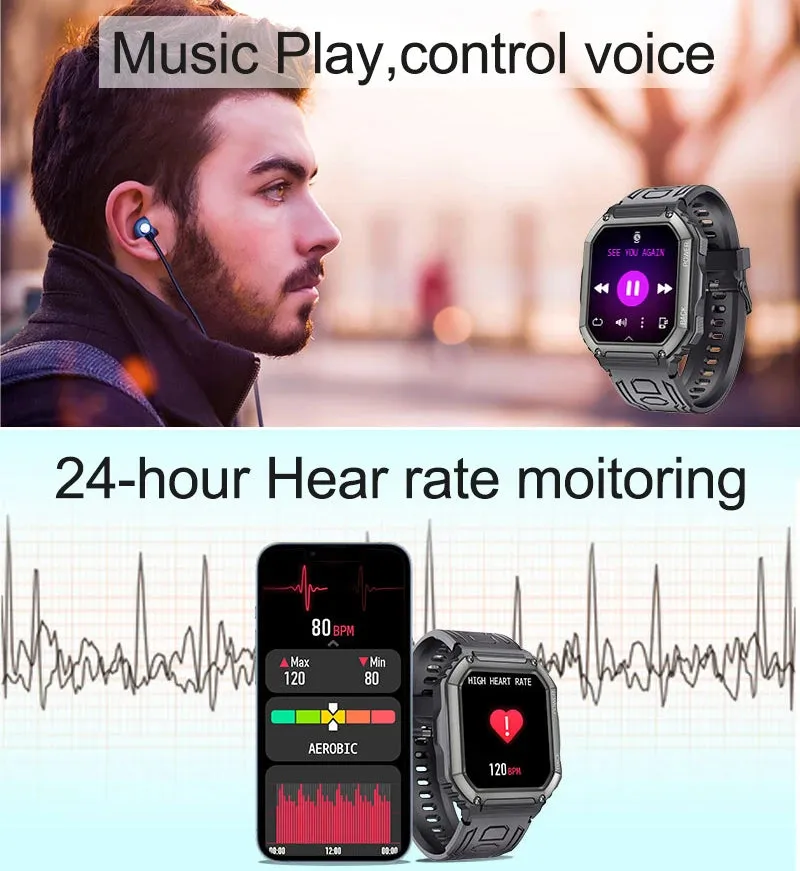 Dial Calls Bluetooth Heart Rate Monitor Waterproof Sports Smartwatch