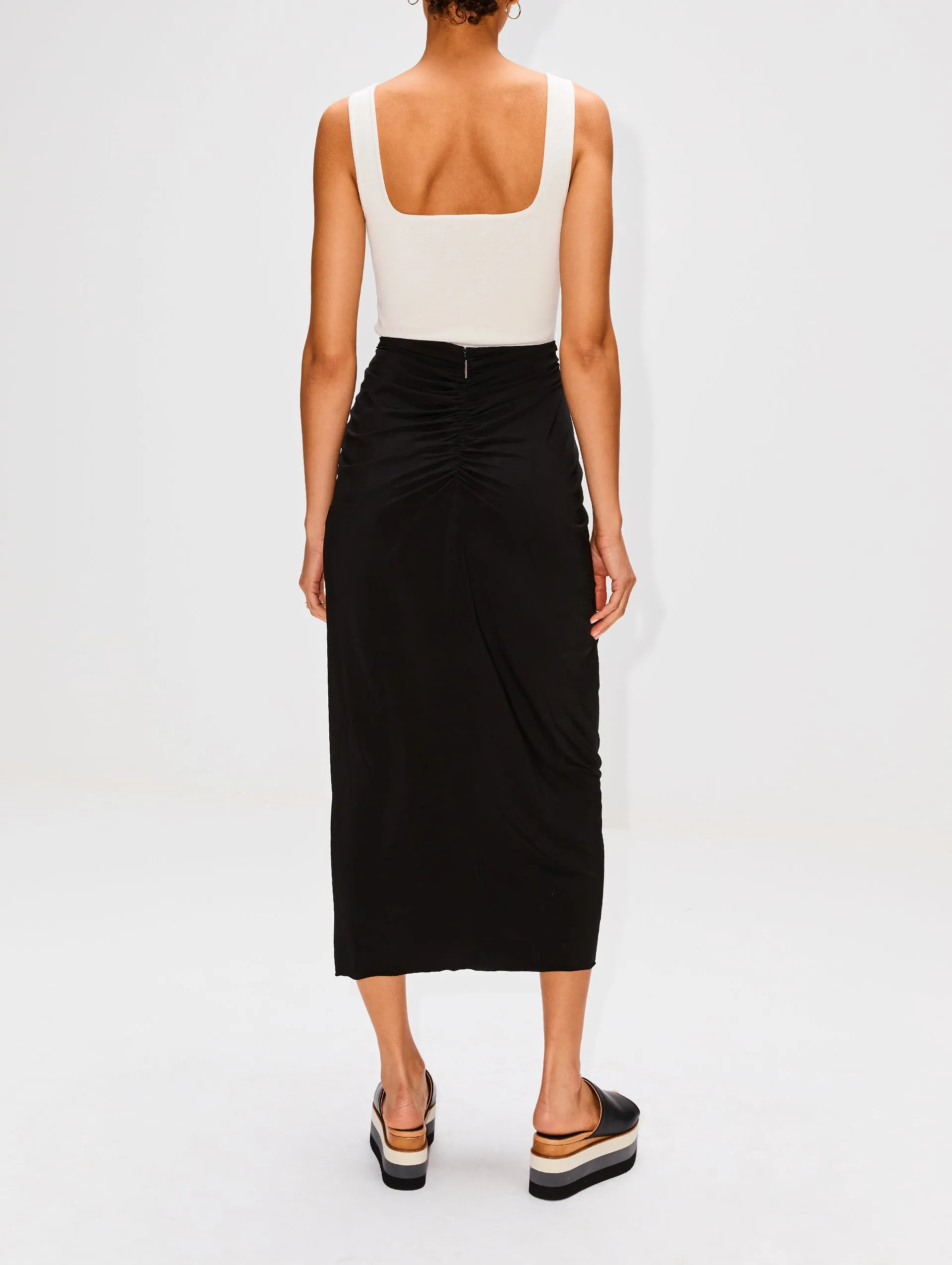 Draped Jersey Pencil Skirt