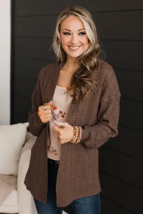 Dream Romance Open Front Cardigan- Dark Mocha