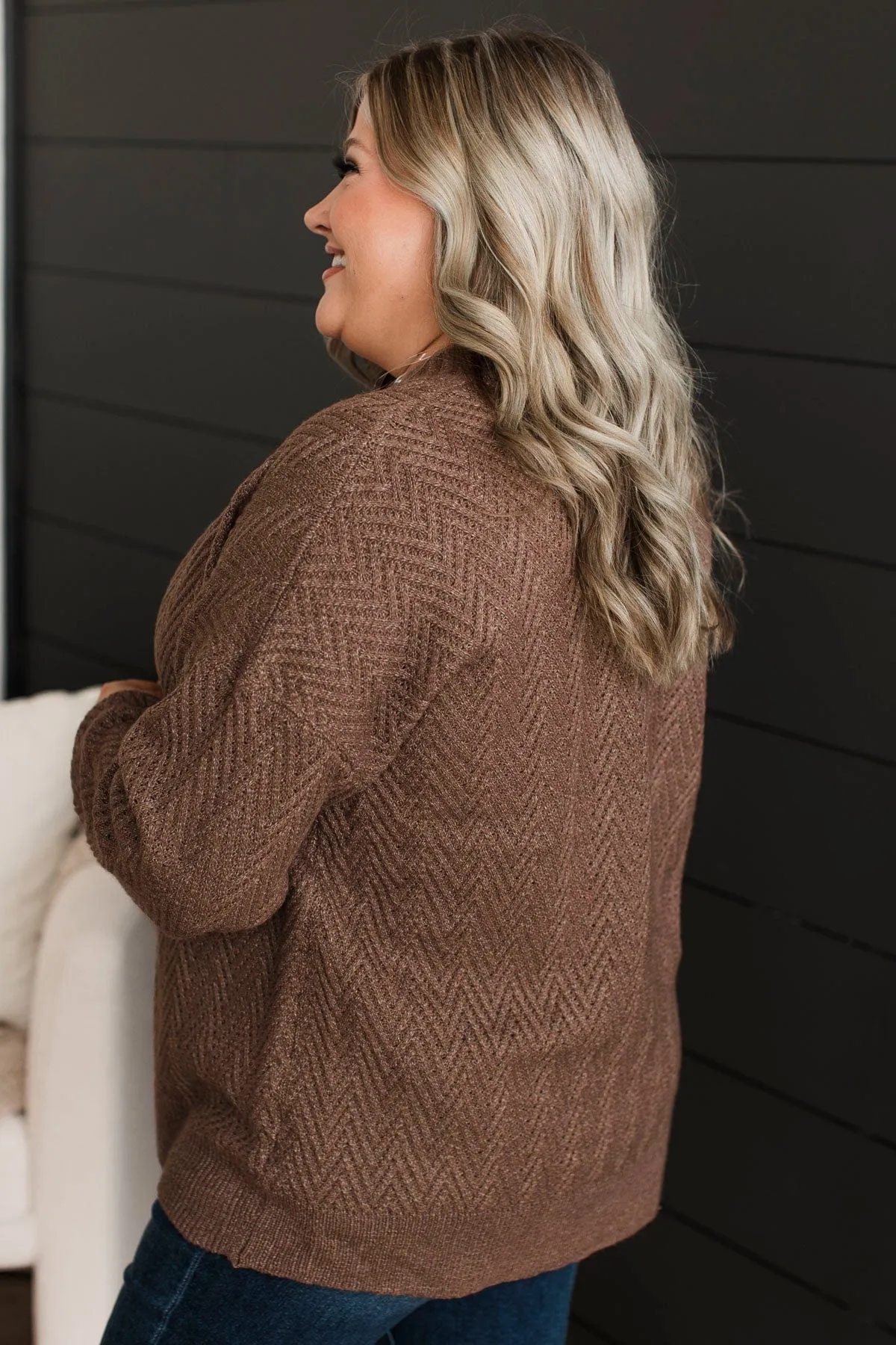 Dream Romance Open Front Cardigan- Dark Mocha