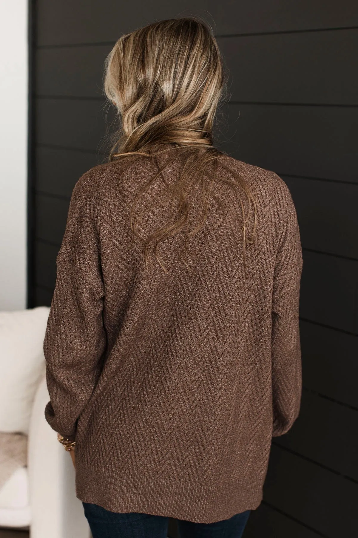 Dream Romance Open Front Cardigan- Dark Mocha