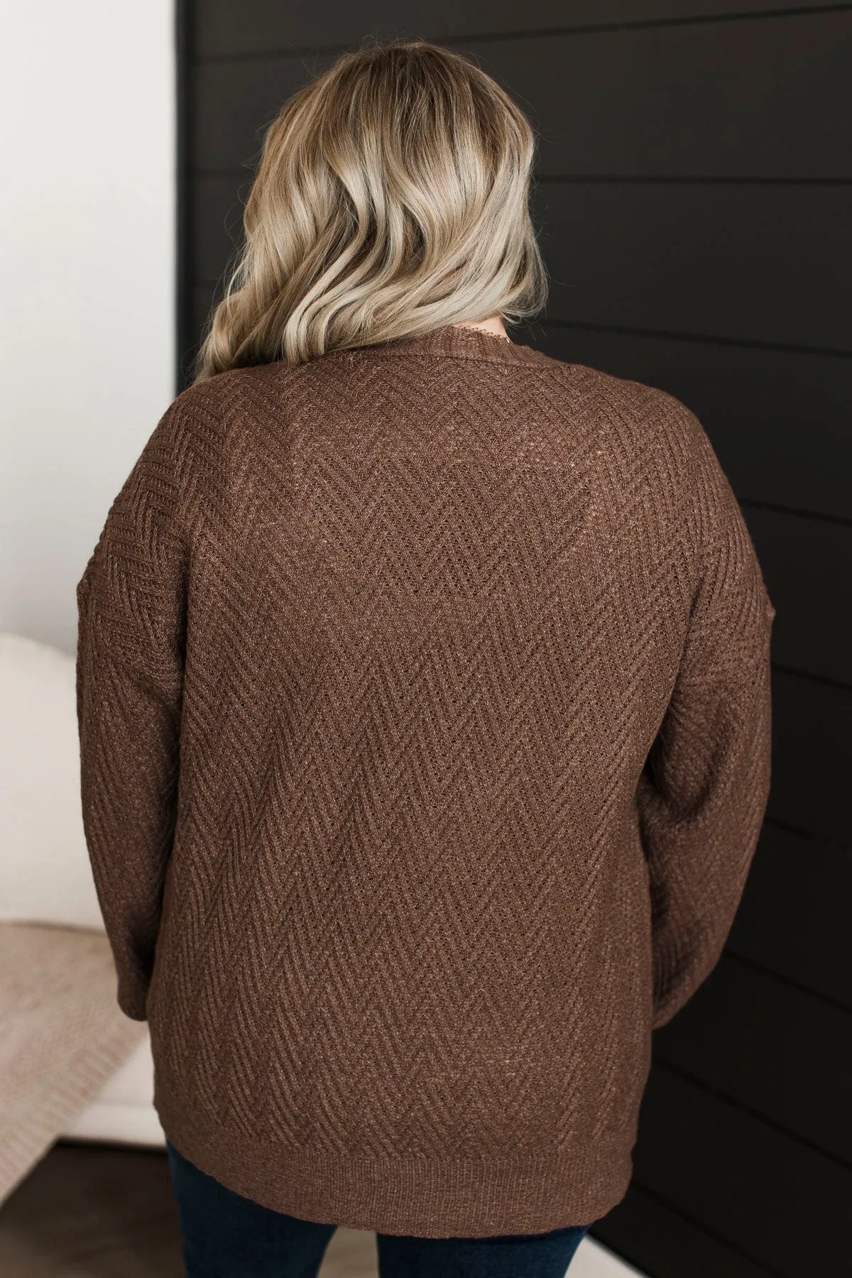 Dream Romance Open Front Cardigan- Dark Mocha