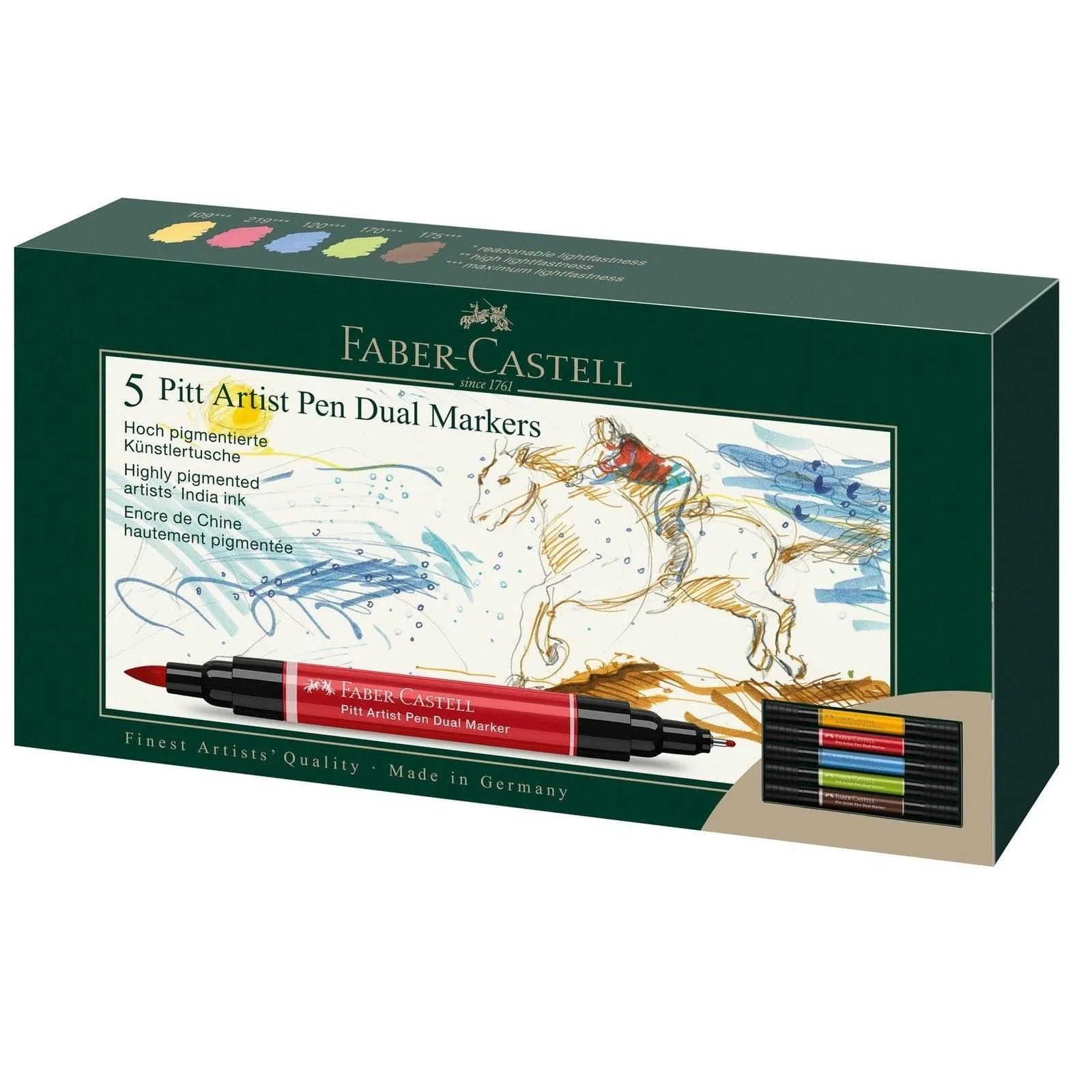 Faber-Castell Pitt Artist Pen Dual Marker Assorted Set of 5