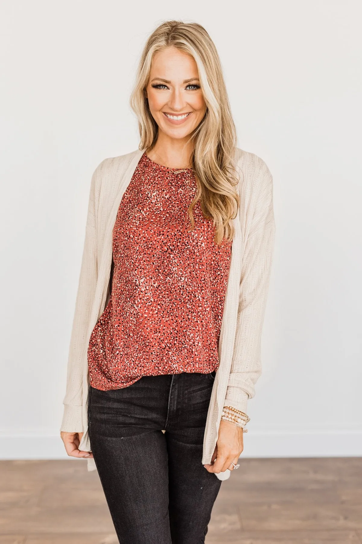 Feeling Loved Open Front Knit Cardigan- Oatmeal