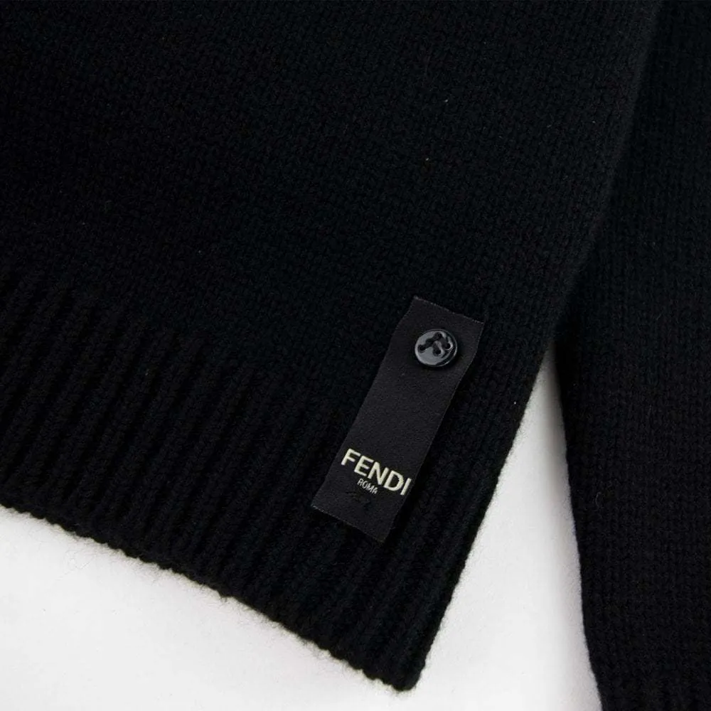 FENDI  |Crew Neck Cashmere Silk Long Sleeves Cotton Logo Luxury