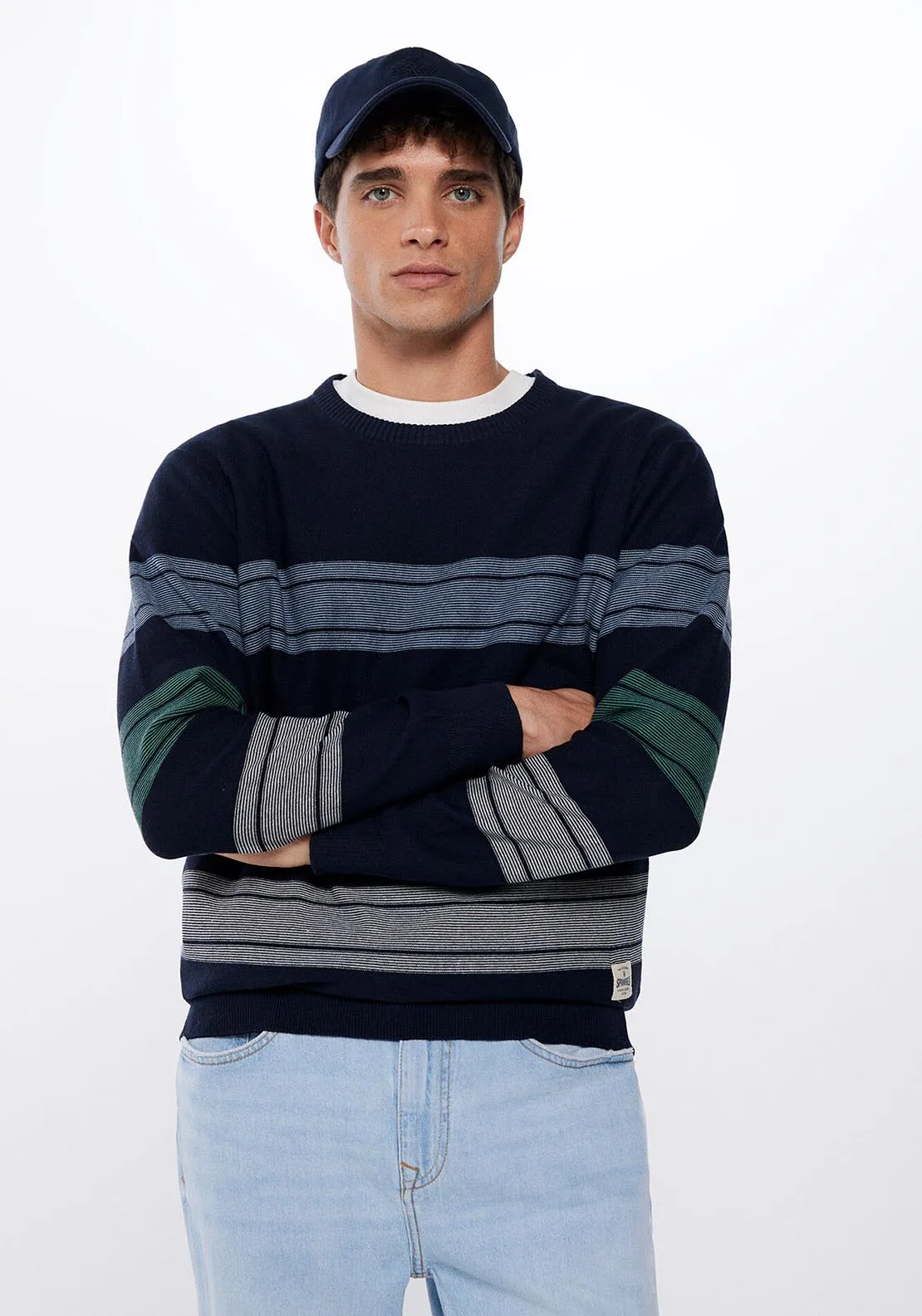 Fine Wool Stripe Knit - Navy