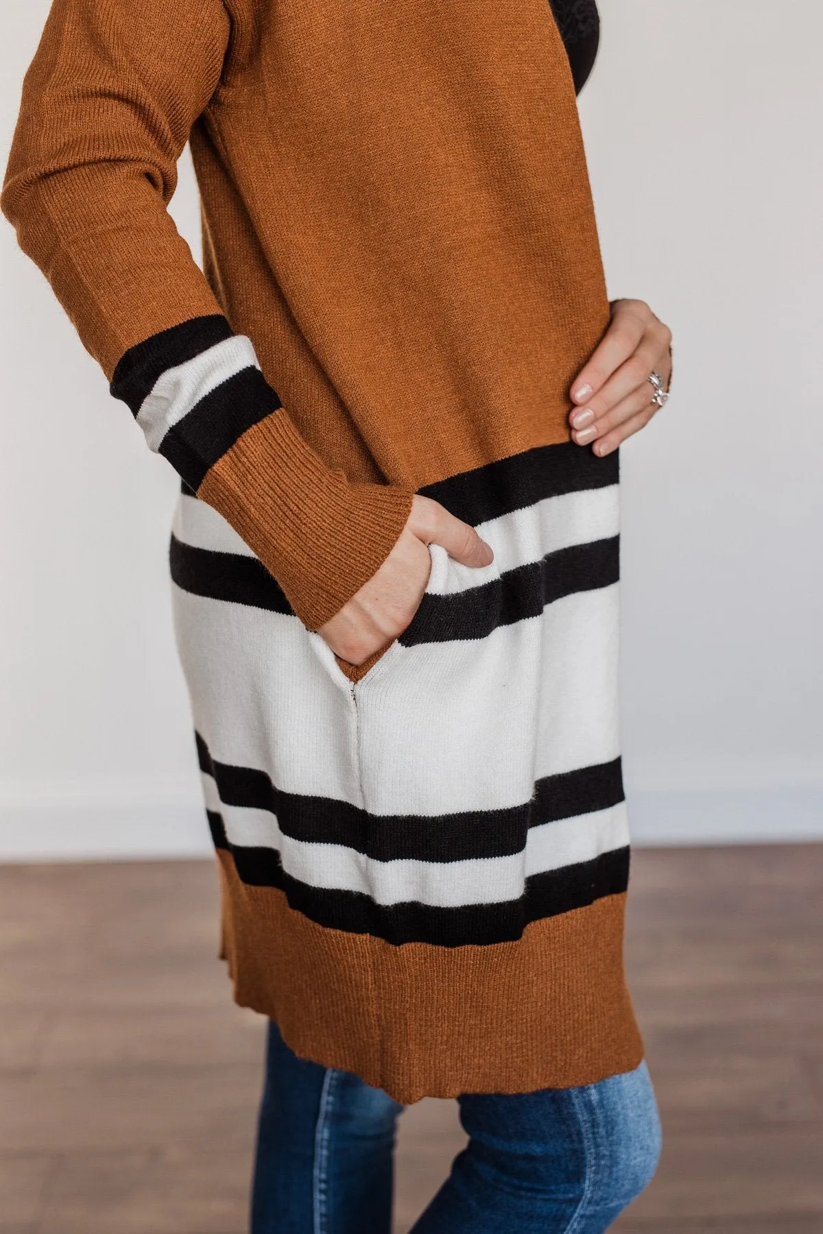 Following Fate Long Knit Cardigan- Dark Camel