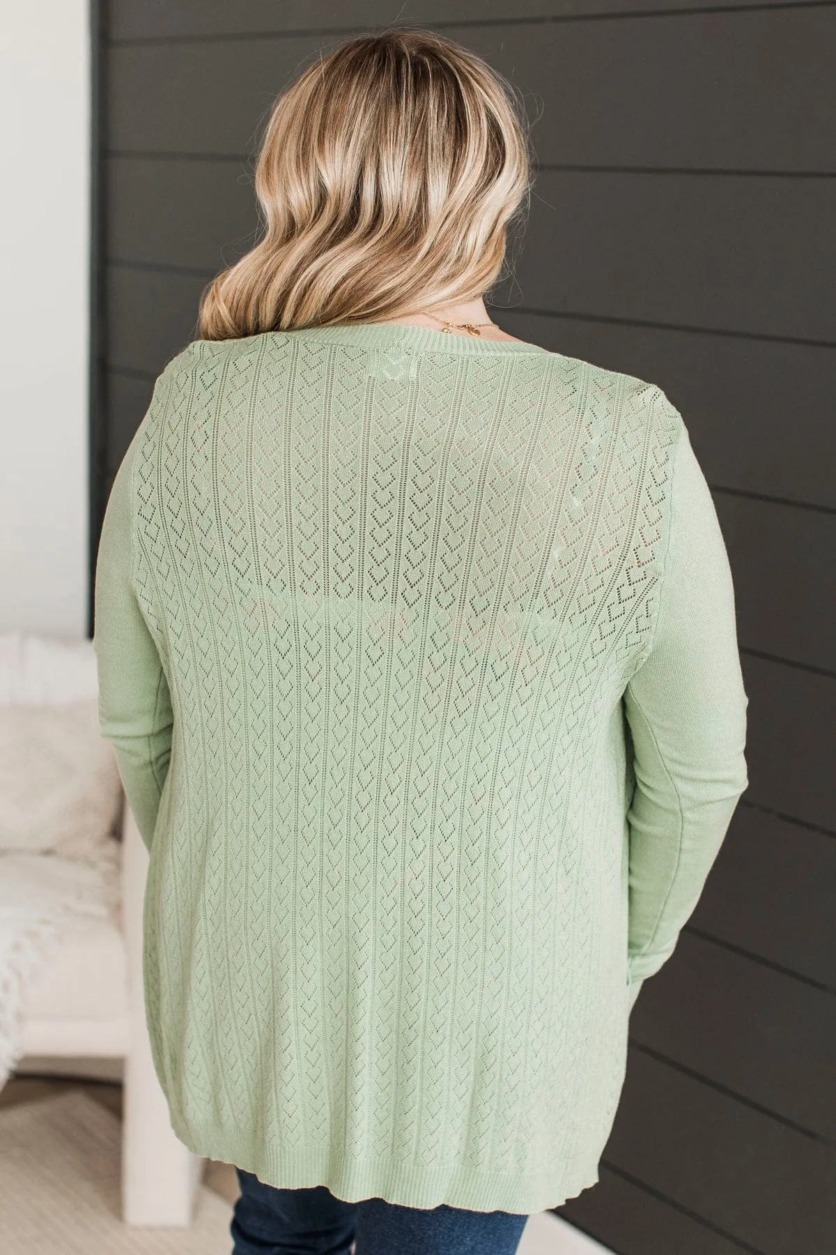 Found Myself Open Front Knit Cardigan- Mint