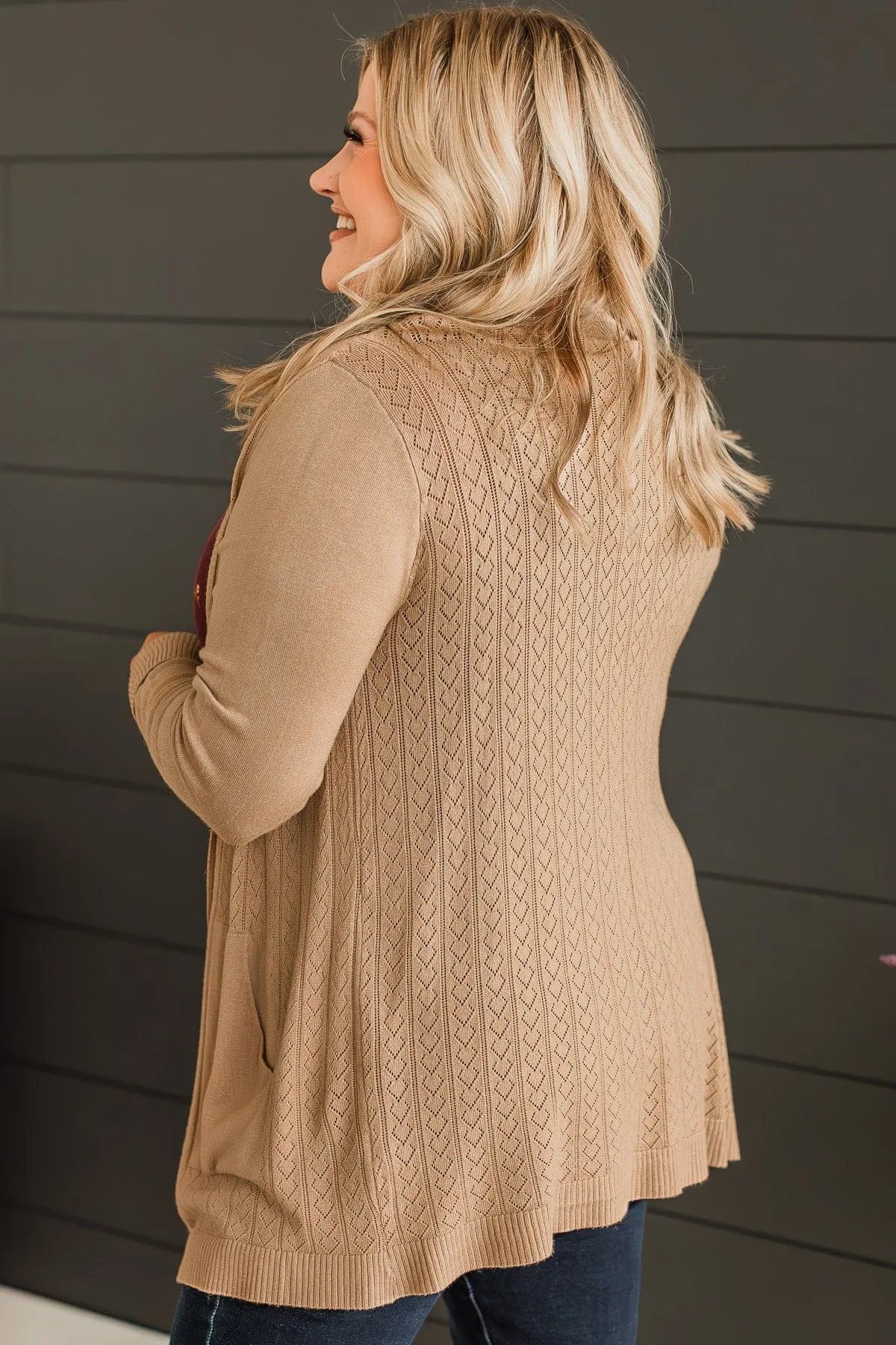 Found Myself Open Front Knit Cardigan- Taupe