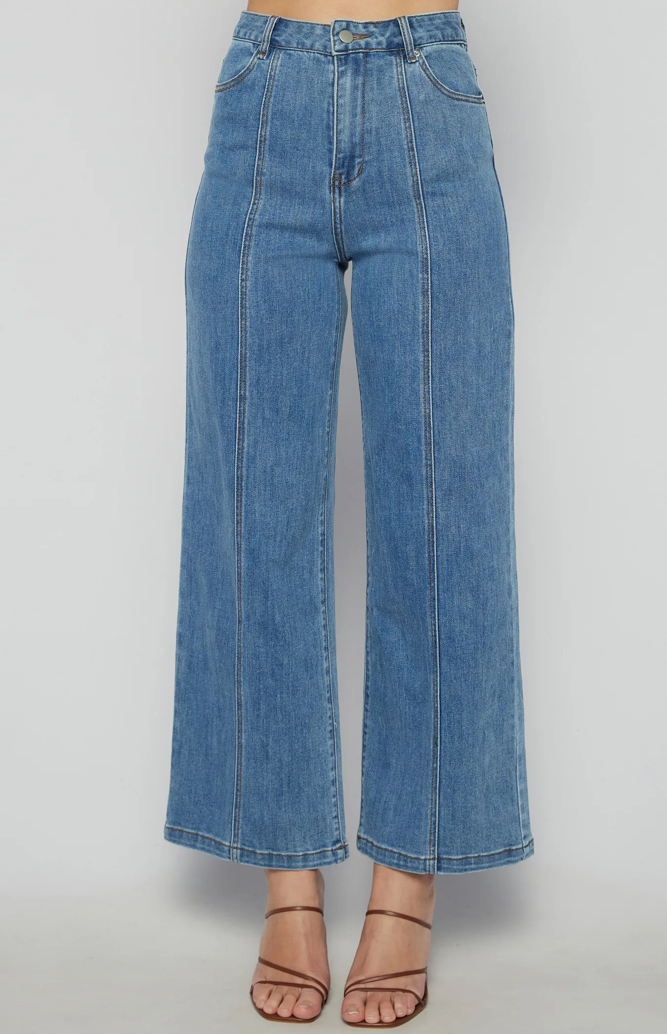 Front Leg Seam Detail Denim Jeans (SDM138B)