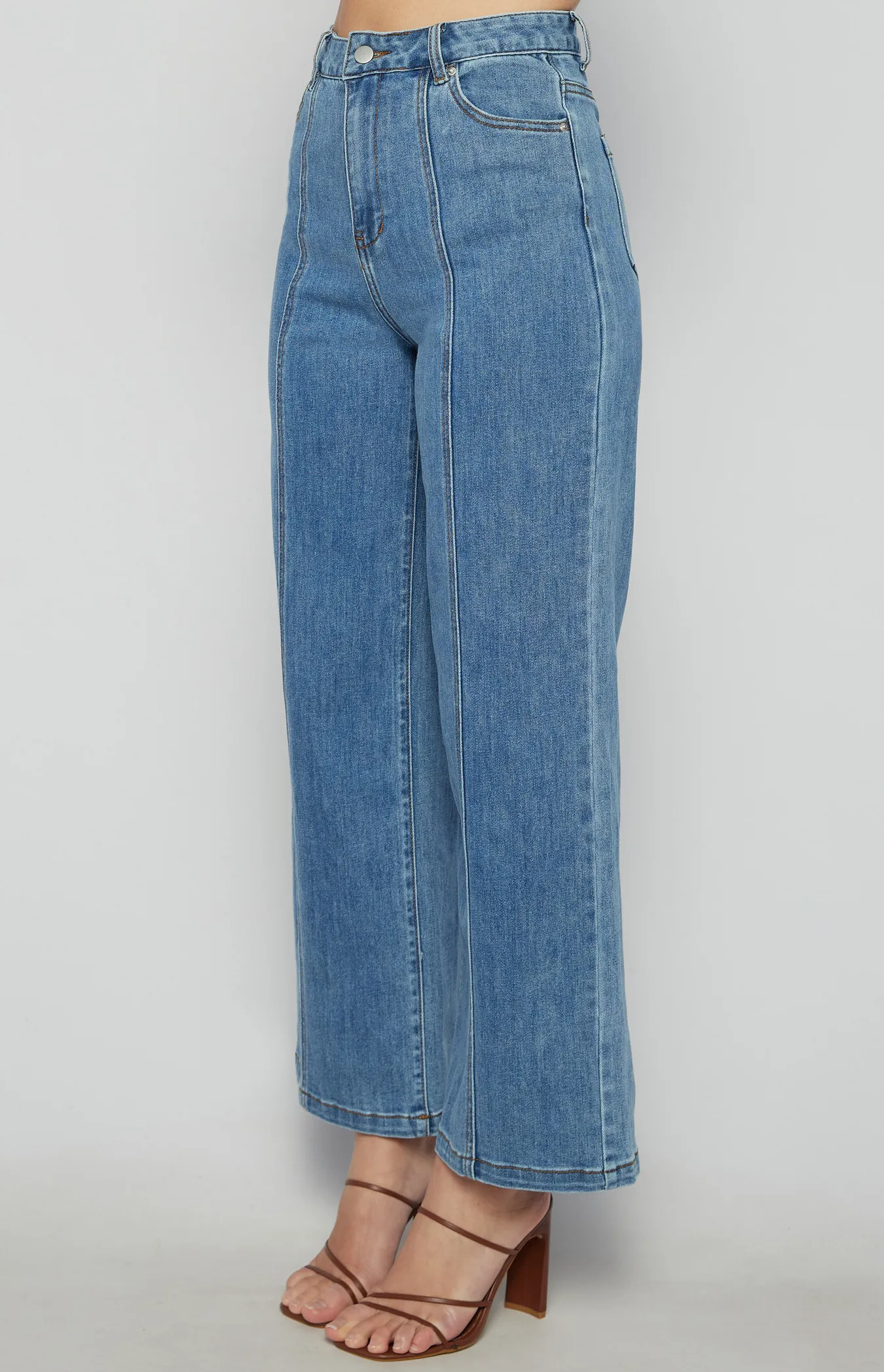 Front Leg Seam Detail Denim Jeans (SDM138B)