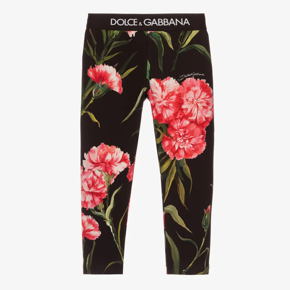 Girls Black Carnation Leggings