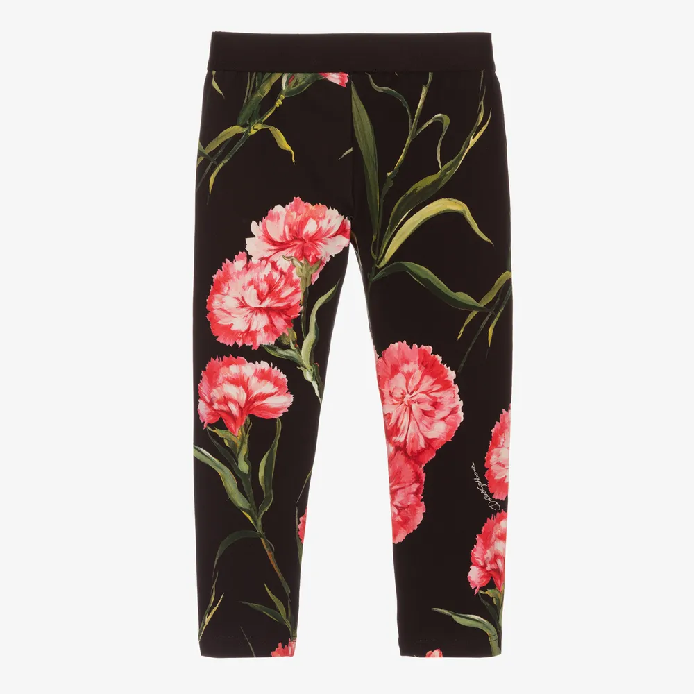 Girls Black Carnation Leggings