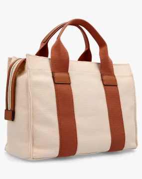 Guess Small Canvas II Natural Cognac Tote Bag