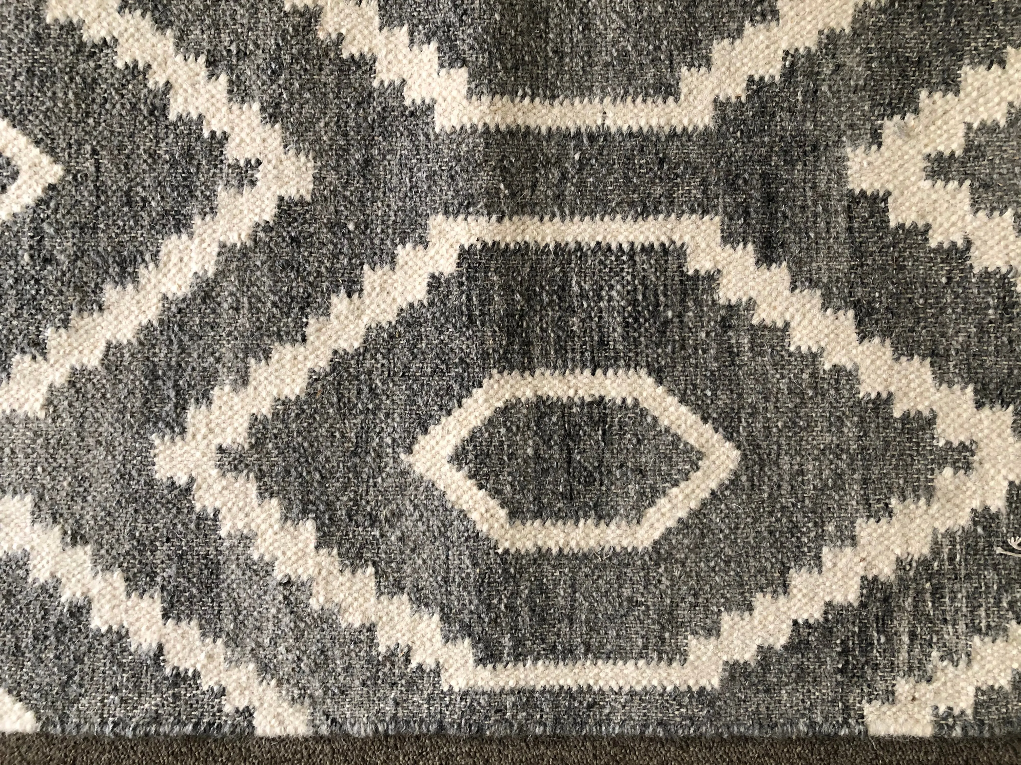 Handwoven Wool Rug in a classic Geometric design using all Natural sheep color wools  # 2125