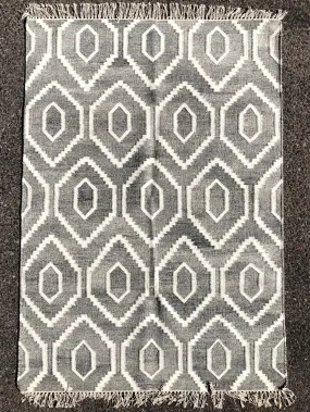 Handwoven Wool Rug in a classic Geometric design using all Natural sheep color wools  # 2125