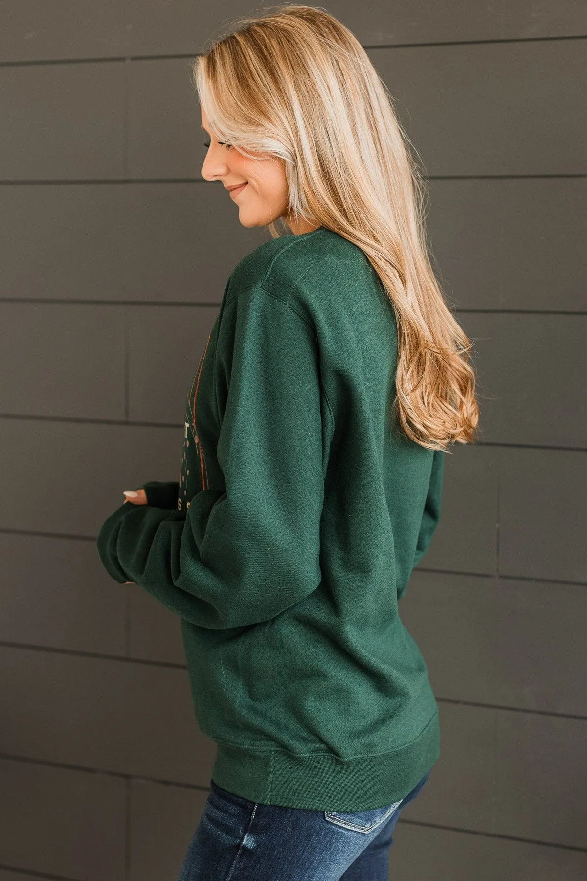 Harvest Your Happiness Crew Neck- Hunter Green