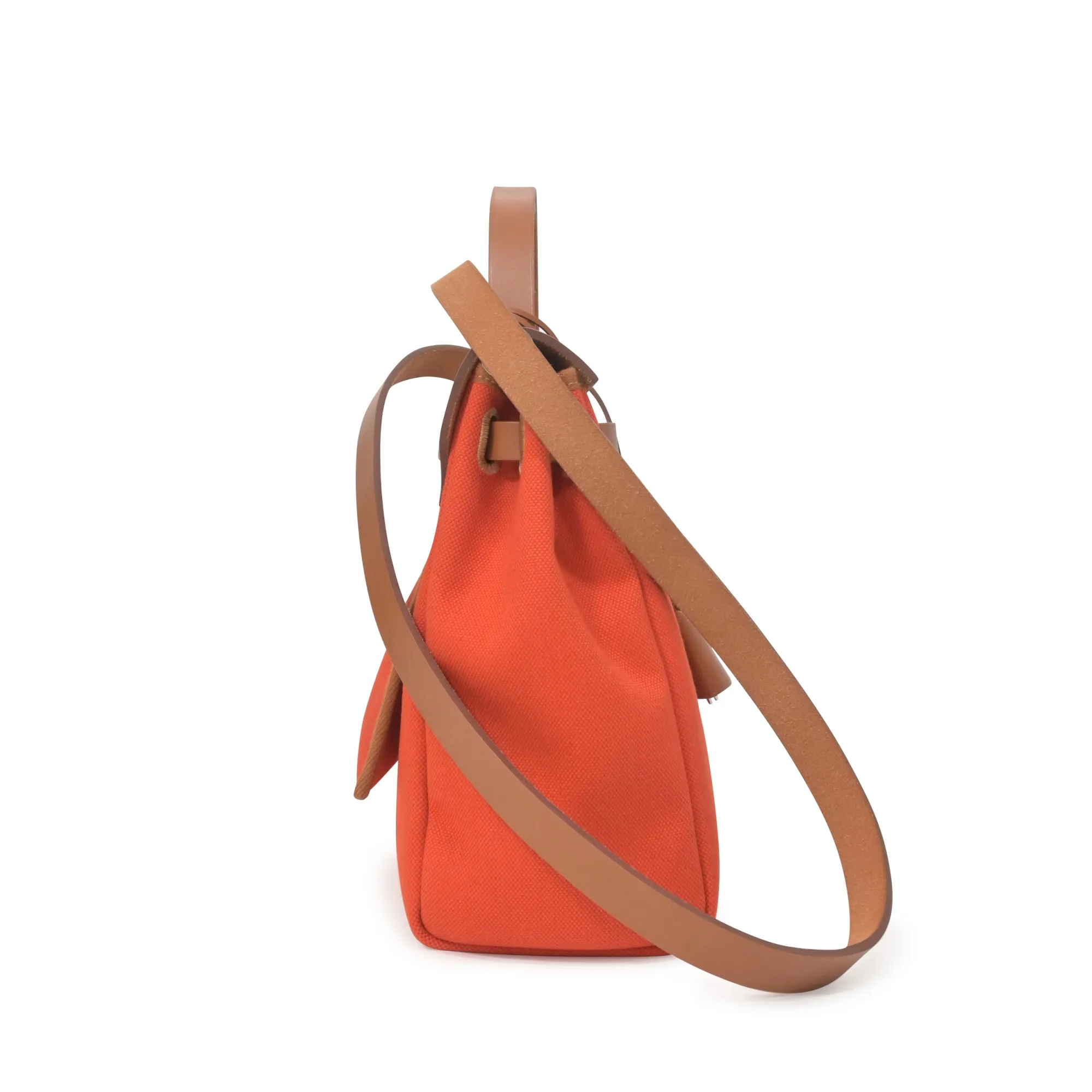 Hermès Gold Vache Hunter and Orange Toile Herbag Zip 31 Palladium Hardware, 2021