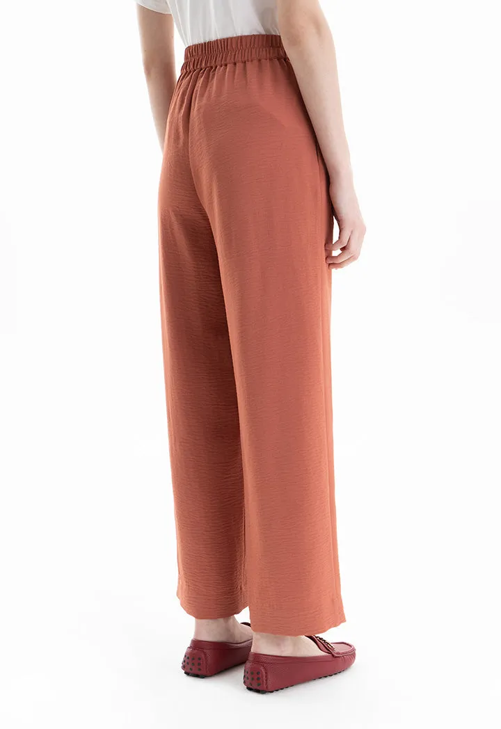 High Rise Textured Straight Leg Trouser