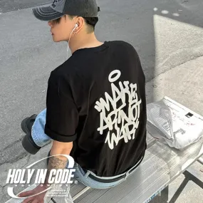 HOLY IN CODE  |Crew Neck Pullovers Unisex Street Style Cotton Short Sleeves